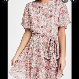 English Factory Floral Mini Dress with Braided Belt